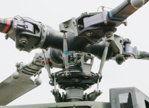 Close-up of the rotor mechanism of a helicopter